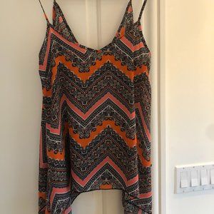 Geometric Silky Top With Cut outs on side and Back